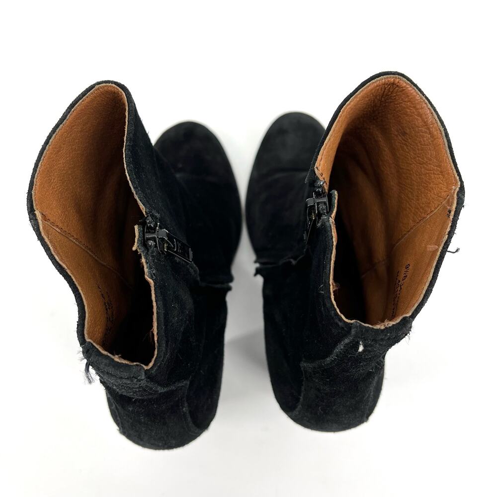 Frye Black Suede Heeled Side Zip Myra Ankle Boots (9.5) - Picture 7 of 10
